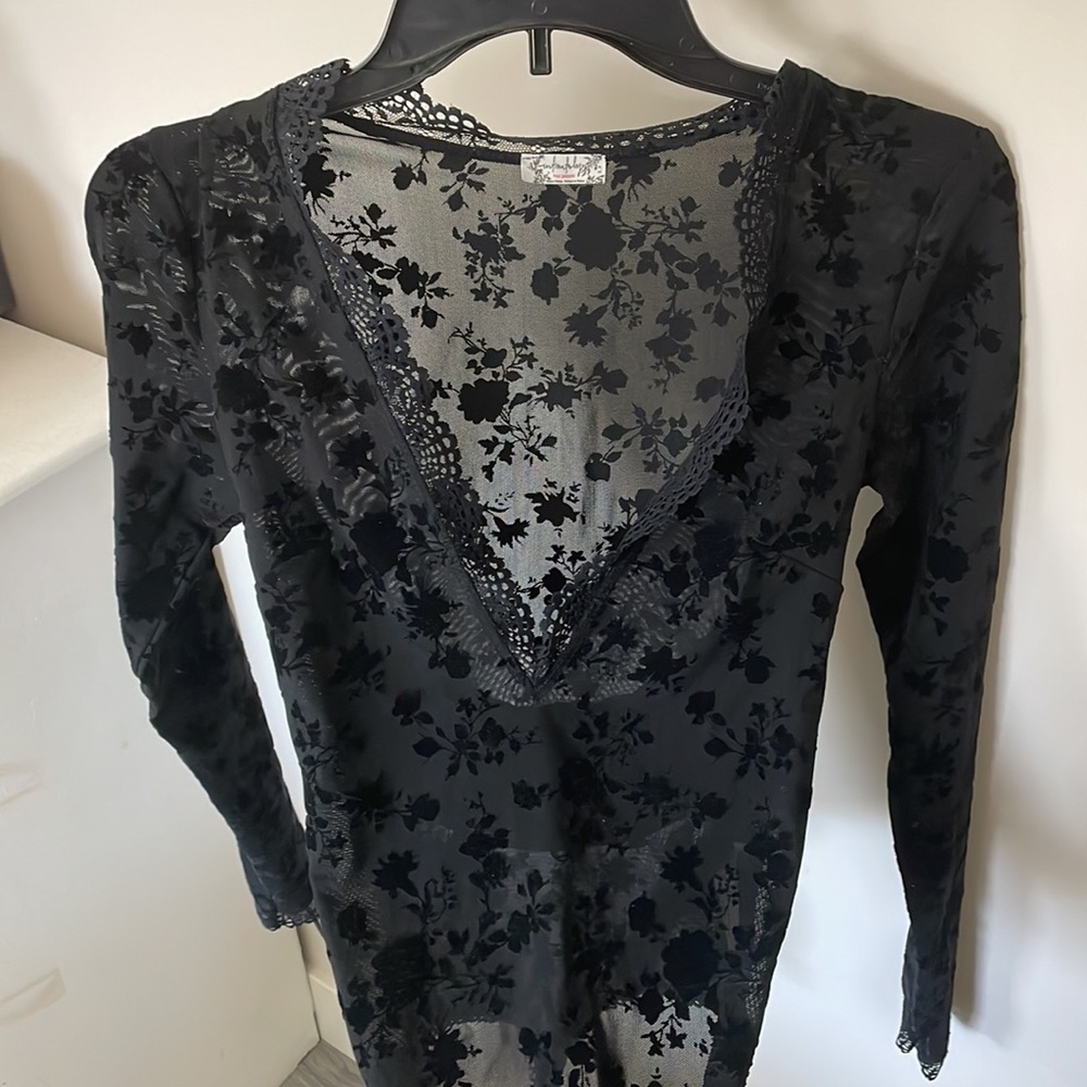 Floral Black Lace FP Bodysuit